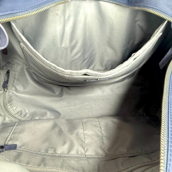 Tumi Nylon Double Leather Handles Zip Top Travel Carry On Tote Bag Womens Blue - Picture 8 of 13